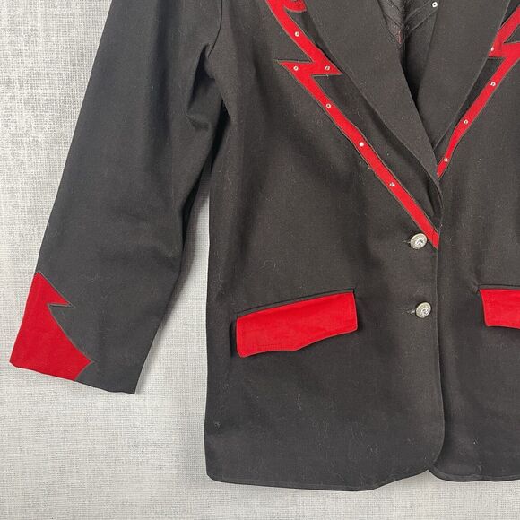 VTG Western Collection Men’s Jacket X-Large Red Suede Black Rhinestone Studded - Picture 5 of 15